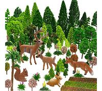 OrgMemory Modèle Arbres, 70Pièce, 4-16 cm, Arbres Miniatures, Figurine Arbre pour Les Projets, Paysage de Modèle de Train sans Foundation, Figurines d'animaux