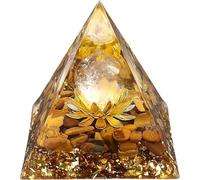 Orgone Pyramid Flower of Life Orgonite Money Healing Crystals Pyramid for Positive Energy with Tiger's Eye Stones and Luck White Crystal That Promotes Wealth, Prosperity and attracts Success