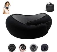 Orgonite Flyhugz - Coussin cervical Flyhugs Wander Plus, oreiller de voyage Wander Plus, oreiller de voyage en mousse à mémoire de forme pour voyage, oreiller cervical en avion (noir)