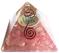 Orgonite pyramide fleur de vie Quartz rose - Base : 7 cm - (Elle appelle l'énergie des anges pour vous entourer et vous protéger) Taille