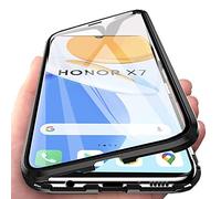 Orgsty Coque pour Honor X7, Coque d'adsorption magnétique Ultra Mince à 360° Housse de Protection en Avant et Arrière Verre Trempé Etui Transparent Métallique Antichoc, Noir