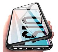 Orgstyle pour Samsung Galaxy S10 Coque Adsorption Magnétique Transparente en Avant et Arrière Verre Trempé Etui Ultra Mince à 360° Protection Coque Cadre en Métal Aimant Intégré, Noir