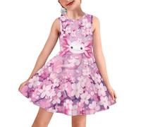 ORGYPET Robes sans manches pour filles Enfants Robe tourbillonnante pour l'été Robe d'été A-Line pour jouer, 15-16 ans