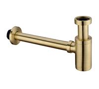 Orhemus Siphon rond en laiton pour lavabo - Hauteur réglable - Finition dorée brossée