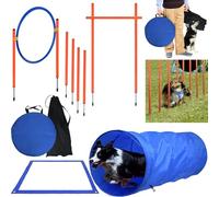 ORHEYA Agility Kit d'entraînement pour chien avec tunnel pour chien, obstacles réglables, obstacles, anneau de saut et barres, kit d'entraînement pour animaux de compagnie avec sac de transport pour