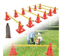 ORHEYA Agility Lot de 6 obstacles avec 12 cônes et 6 barres, pour enfants, chiens, sports d'équipe et football, cônes multifonctions, hauteur 32 cm, barres de 100 cm