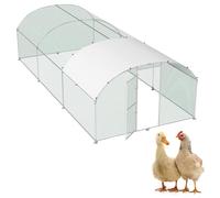 ORHEYA Cage pour animaux de compagnie, poulailler, en métal galvanisé, 3 x 6 m, résistant à l'hiver, pour poulet, poule, avec toit pare-soleil et château, pour petits animaux, volailles, plantes