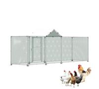 ORHEYA Enclos d'extérieur 4 x 1 x 1,4 m en métal - Poulailler avec toit de protection solaire - Enclos d'extérieur - Pour volière, poules, enclos pour petits animaux