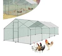 ORHEYA Enclos en métal 3 x 8 x 2 m - Poulailler avec toit de protection solaire - Enclos d'extérieur - Pour volière, poules, petits animaux