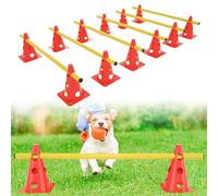 ORHEYA Sports Lot de 6 obstacles d'entraînement d'agilité avec 12 cônes multifonctions et 6 barres d'entraînement, accessoires d'entraînement d'agilité pour chien, hauteur réglable