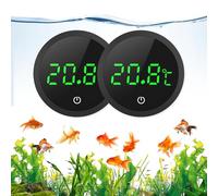ORIA 2 Pièces Thermomètre d'Aquarium, Thermomètre LCD Numérique d'Aquarium Haute Précision 0,1℃ avec Boutons Tactiles, Batterie Remplaçable pour Aquarium à Tortues et Aquarium en Verre Tropical - Noir