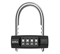 ORIA Cadenas à Combinaison, Cadenas Code 4 Chiffres, Cadenas de Sécurité avec Anse Réglable, Serrure de Gym Etanche pour Ecole, Employé, Gymnase et Casier Sportif, Clôtures, Vélo - Noir