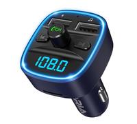 ORIA Émetteur FM Bluetooth 5.3 pour Voiture, Adaptateur Bluetooth avec 2 Ports USB (2,4A et 1A), Adaptateur Radio de Voiture, Mains Libres, Affichage LED, Carte TF et Clé USB Disponibles - Bleu