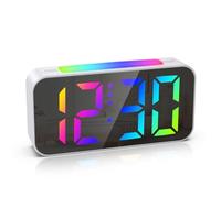 ORIA Réveil Humérique, Horloge de Numérique avec 2 Alarmes, 3 Niveaux de Volume, 10 Modes d'Eclairage Nocturne, 8 Affichages de Heure RGB, 12/24H, Répétition pour Chambre à Coucher, Bureau