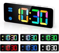 ORIA Réveil Numérique LED, 5,5'' Horlogue Digitale Réveil de Chevet avec 7 Couleurs RGB, Luminosité Réglable, Volume Réglable, Snooze, 12/24H (Câble USB de 1,5m Inclus)