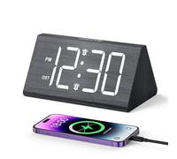 ORIA Réveil Numérique, Réveil LED 6,7", Horloge de Bureau Moderne avec 2 Réglages d'Alarme, 5 Niveaux de Luminosité, Volume Réglable, Port USB, Répétition, DST, 12/24H pour Chambre, Bureau, Voyage