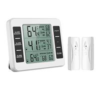 ORIA Thermomètre de Frigo Congelateur, Thermomètre de Réfrigérateur Sans Fil avec 2 Capteurs, Alarme Sonore, Min/Max pour Maison Cuisine Restaurant