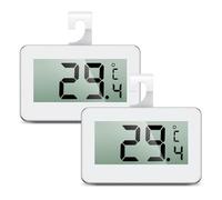 ORIA Thermomètre de Réfrigérateur, 2Pièces Thermomètre Numérique de Congélateur, Thermomètre Etanche avec Ecran LCD, Alarme de Gel, 3 Méthodes de Montage pour Maison, Restaurants, Cuisine, Bar - Blanc