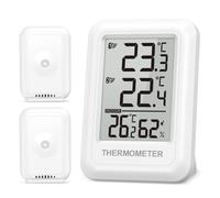 ORIA Thermomètre extérieur Hygromètre intérieur sans fil Thermomètre d'ambiance numérique avec 2 capteurs pour bureau maison BLANC