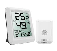 ORIA Thermomètre Hygromètre Digital, Thermomètre Intérieur Extérieur avec Sans Fil Émetteur, Moniteur de Température et Humidimètre, Grand Écran LCD, ℃/℉, Pile Fournie, 60s Auto Refresh - Blanc