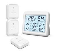 ORIA Thermomètre Hygromètre avec 3 Capteurs Extérieur, Thermomètre Intérieur et Extérieur, Rétroéclairage et Grand écran LCD, Enregistrement Min/Max, Commutateur ℃/℉