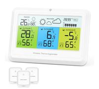 ORIA Thermomètre Intérieur Extérieur Sans Fil, Station Météo avec 3 Capteurs, Moniteur de Température et Humidité avec Prévisions Météo, Pression Barométrique, Valeurs MAX/MIN, Icône Confort