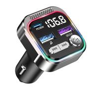 ORIA Transmetteur FM Bluetooth 5.3,66W Adaptateur de Voiture Bluetooth,PD 36W + QC3.0 18W,Appels Mains Libres,Lumière de Respiration,Adaptateur de Musique pour Voiture Prise en Charge du Disque USB