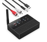 ORIA Transmetteur Recepteur Bluetooth 5.3, 2 en 1 Adaptateur Bluetooth Audio 3.5mm Jack HiFi AUX avec Double Connexion, Faible Latence, AptX Adaptatif pour TV, PC, Casque, Système Stéréo