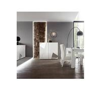 ORIANA - Ensemble Séjour Finition Blanc Laqué avec Sérigraphies et Miroirs -