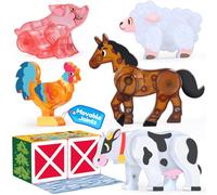 Oriate Construction Magnétique Enfant, 5 Animaux 3D Ferme à Articulations Mobiles, Compatibles Tuiles Magnétiques, Jouet Éducatif Voyage