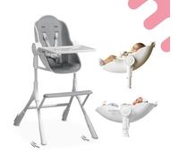 Oribel Cocoon Z Chaise haute et chaise longue | Gris glacier | Du nouveau-né au tout-petit | Glissières faciles à déplacer | Convertible pour la sieste et l'alimentation | Aucun outil de réglage |