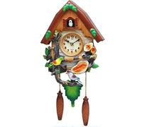 ORICALCHASM Horloge Murale à Pendule, Horloge Murale à Pendule Coucou de Style Chalet à Piles avec capteur de lumière(B)