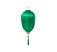 ORICALCHASM Lanterne Rétro en Satin de Soie, Farol Oval Silk Lantern Solid Color Hanging Lantern Winter Melon-Shaped Satin Lantern Oriental Japanese/Vietnamese Cloth Lantern(Grass Green,14 inch)