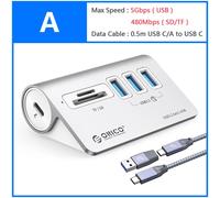ORICO 10Gbps USB 3.2 Station d'accueil Hub Type C séparateur PD60W adaptateur de charge Multi 4/7 Ports commutateur pour PC accessoires d'ordinateur portable - Type A