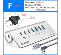ORICO 10Gbps USB 3.2 Station d'accueil Hub Type C séparateur PD60W adaptateur de charge Multi 4/7 Ports commutateur pour PC accessoires d'ordinateur portable - Type F KR