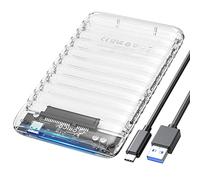 ORICO 2.5 Boitier Disque Dur, Transparent UASP Boitier Externe pour 2.5'' SATA III II I 7/9.5 mm HDD/SSD, sans Outils, avec Câbles USB A vers USB C, Compatible avec Windows Mac Linux(ABS-2139C3)