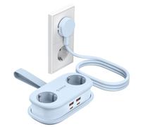ORICO 65W GaN Prise de Voyage Multiple avec USB-C, 6-en-1 Multiprise Rapide avec 4 Ports USB, Multiprise avec Câble d'Extension Rétractable 1.6m pour MacBook, iPad, Téléphone, Voyage -AP3 Bleu