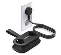 ORICO 65W GaN Prise de Voyage Multiple avec USB-C, 6-en-1 Multiprise Rapide avec 4 Ports USB, Multiprise avec Câble d'Extension Rétractable 1.6m pour MacBook, iPad, Téléphone, Voyage -AP3 Noir