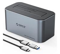 ORICO Aluminium Stations d'accueil pour Disque Dur SATA de 2,5/3,5" SSD/HDD jusqu'à 18 TB, Compatible UASP, USB 3.2 Gen 2 Dock Disque avec 12V 2A Alimentation, sans Outil (6616C3)