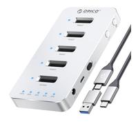 ORICO Boîtier de Clonage pour SSD M.2 SATA, Station d'accueil en Aluminium à 5 Baies pour Disques Durs, Station de Clonage Hors Ligne 5Gbps pour SSD M.2 2230/2242/2260/2280/22110 - M55