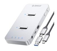 ORICO Boîtier de clonage SSD M.2 NVMe - Station d'accueil pour disques durs en Aluminium avec Deux Baies et 40 Gbit/s - Station d'accueil Clone Hors Ligne pour SSD M.2 des formats 2230/2242/2260/2280