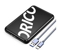 ORICO Boitier Disque Dur 2.5, 6Gbps USB C 3.1 Gen 1 Boitier Externe Disque pour SATA HDD et SSD de 2,5'' et 7/9.5 mm jusqu'à 8 to, accélération UASP, sans Outils(Noir)