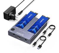 ORICO Boîtier SSD M.2 NVMe Dual-Bay, Clonage Hors Ligne, USB 3.1 Gen2 10Gbps, Aluminium Gris, 4 To (SSD Non Inclus) - M2P2-C3-C-GY