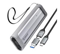 ORICO Boitier SSD M2 NVMe sans Outil, USB 3.2 10Gbps Boîtier NVMe M.2 avec Protecteur en Silicone et Dragonne, Adaptateur M2 USB Aluminium pour PCIe M-Key SSD dans 2230/2242/2260/2280 -AXM2