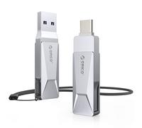 ORICO Clé USB 128 Go USB 3.2 OTG, Clef USB C Jusqu'à 150 Mo/s, 2-en-1, Type C, Métal, Compatible iPhone 17/16/15, Smartphones et Tablettes Android, Mac, Ordinateurs Portables et PC, Argent, CB05