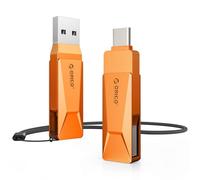 ORICO Cle USB 256 Go avec OTG, 150 Mo/s, Type-C et USB-A, Orange, CB05 | 2-en-1, Métal, Plug & Play, Compatible avec iPhone 17/16/15, Smartphones/Tablettes/Ordinateurs Portables/PC Android