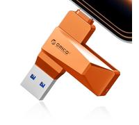 ORICO Clé USB 256 Go USB 3.2 OTG, Jusqu'à 150 Mo/s, 2-en-1, Type C, Métal, Compatible iPhone 17/16/15, Smartphones et Tablettes Android, Mac, Ordinateurs Portables et PC, Orange, CB05
