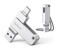 ORICO Clé USB 64 Go USB-C et USB-A, 150 Mo/s, USB 3.2 Gen 1, Argent, EB05 | Plug and Play, Boîtier Métallique, OTG, Compatible iPhone 17/16/15, Android, Tablettes, Ordinateurs portables, Mac, Windows