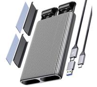 ORICO Dual-Bay Boîtier M.2 NVMe NGFF SATA SSD, Aluminium USB3.2 Gen2 10Gbps Adaptateur, M.2 Type-C Station d'accueil pour PCIe M-Key, B&M Key 2230/2242/2260/2280 SSD, sans Outil, Jusqu'à 4To- AM2-2S