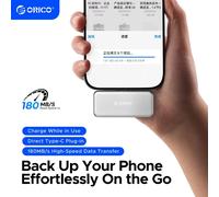 ORICO FlashPod 256 Go MINI SSD portable ProRes avec prise directe et PD 100 W charge rapide pour Dashcam Mobile Mac PC iPhone 16/15 S5